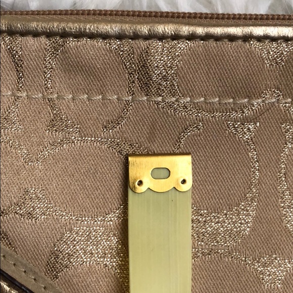Coach Monogram Gold Metallic Wristlet - Picture 8 of 8